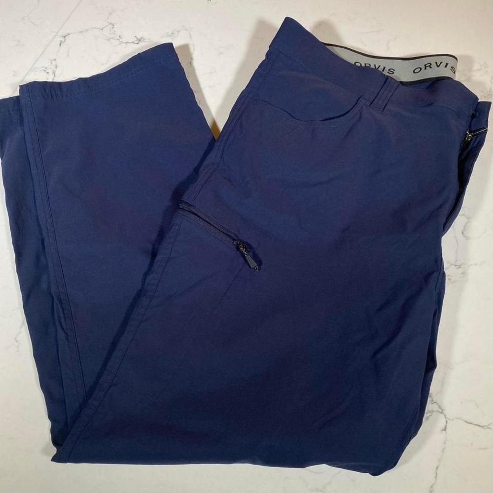 Orvis Men's Performance Travel Pants 40x30 – Blue Lightweight Stretch Zip Pocket